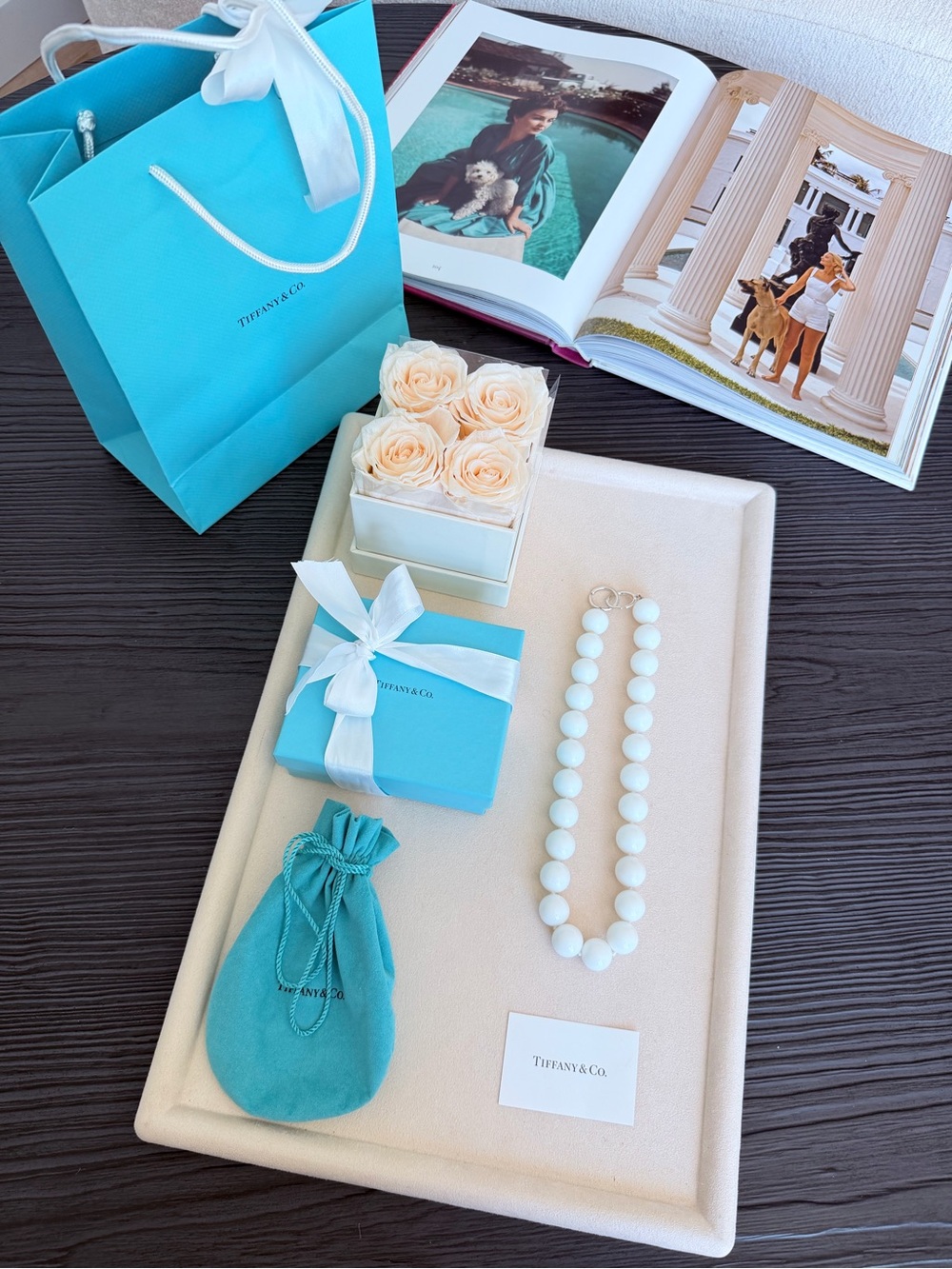 Tiffany & Co. Paloma Picasso White Agate Bead Necklace 19”